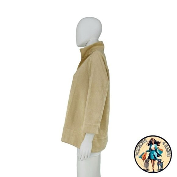 Tuckernuck NEW Bone Ivory Faux Suede Margot Collared 3/4 Sleeve Top Size M - Picture 8 of 10